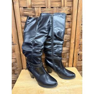 Classic Black Knee-High Heeled Boots